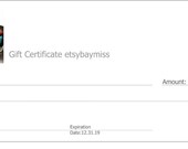 Gift Certificate for Etsy Shop Etsybaymiss