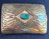 Vintage Navajo Albert Bighand Sterling Belt Buckle