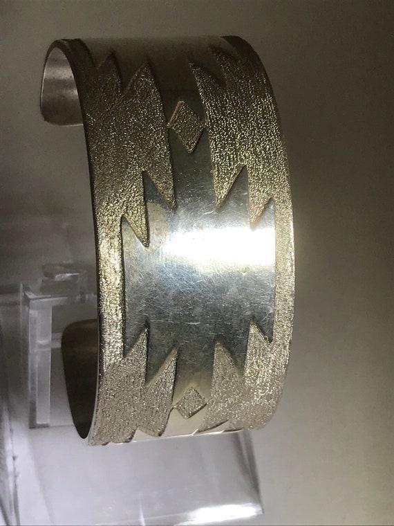Vtg Navajo beverley Kee Sterling Blanket Cuff