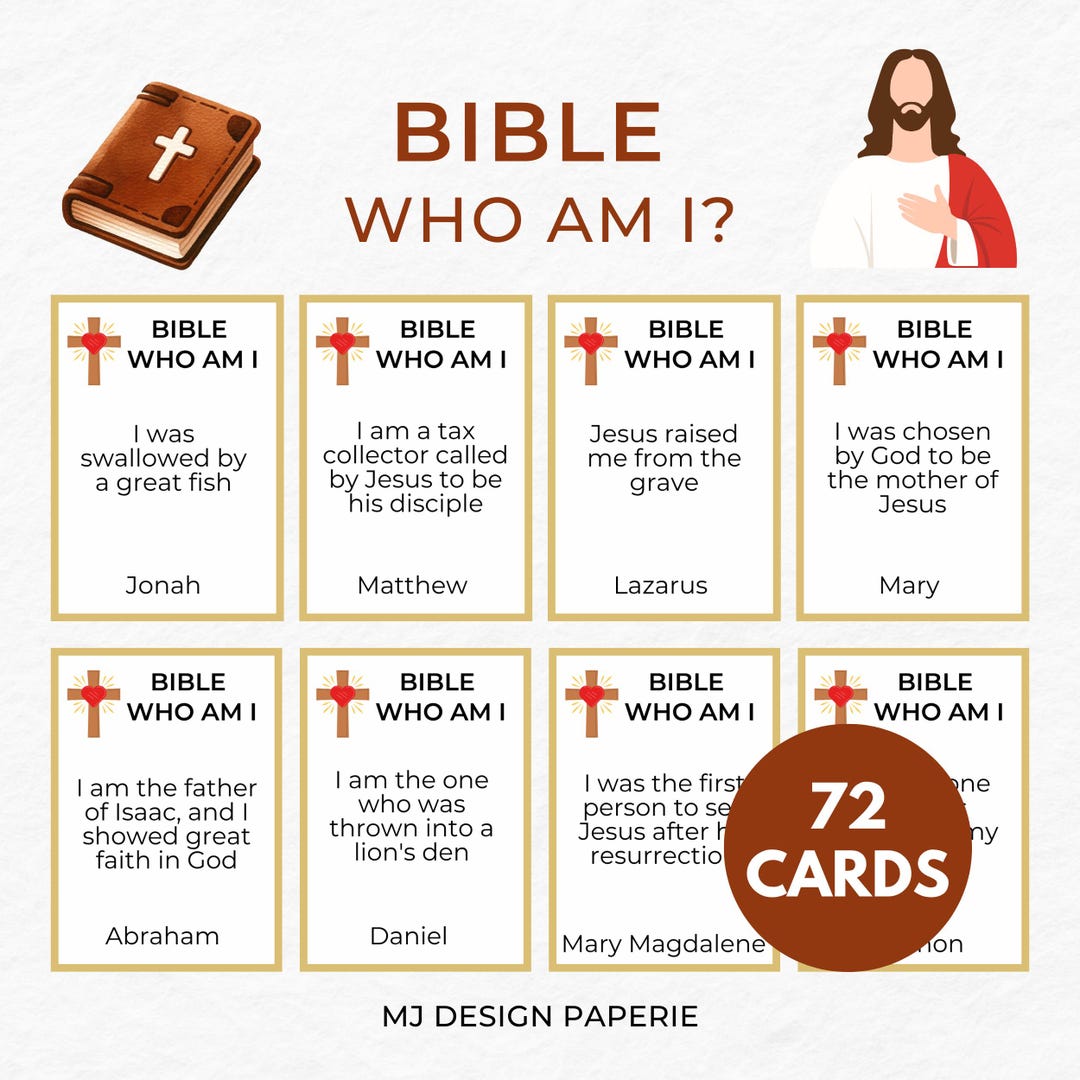 Bibel-Wer-bin-ich-Spiel, Bibel-Quiz zum Ausdrucken für Kinder, lustige