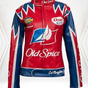 John C. Reilly Talladega Nights rote Jacke | Die Ballade von Ricky Bobby Cal Naughton Jr. Old Spice Jacke für Damen und Herren