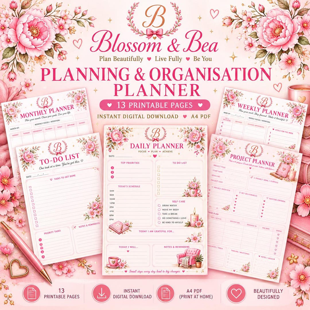 Printable Planner Bundle | Daily, Weekly & Monthly Organisation Planner ...