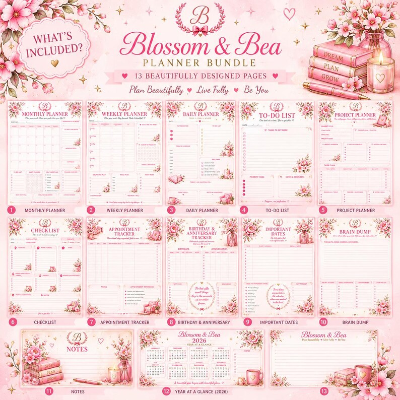 Printable Planner Bundle | Daily, Weekly & Monthly Organisation Planner ...