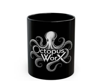 Octopus Logo Black Mug | Octopus Worx Ceramic Mug