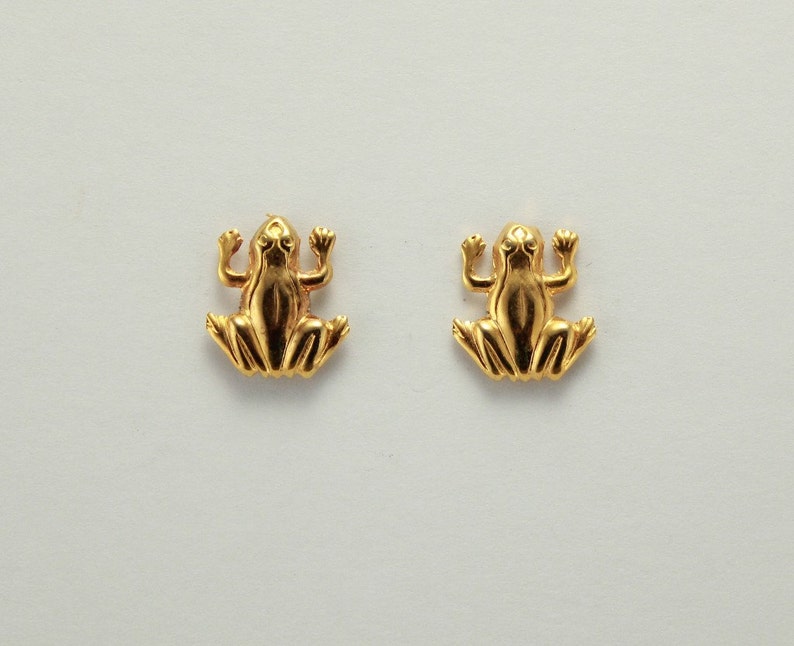 gold frog earrings