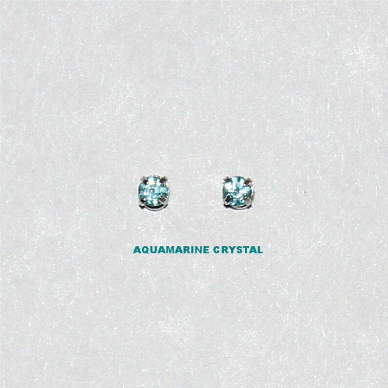 3 Mm Round Swarovski Crystal Earrings in White Etsy