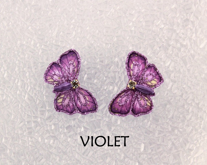 Magnetic Non Pierced or Pierced Fabric Hand Painted Butterfly Earrings