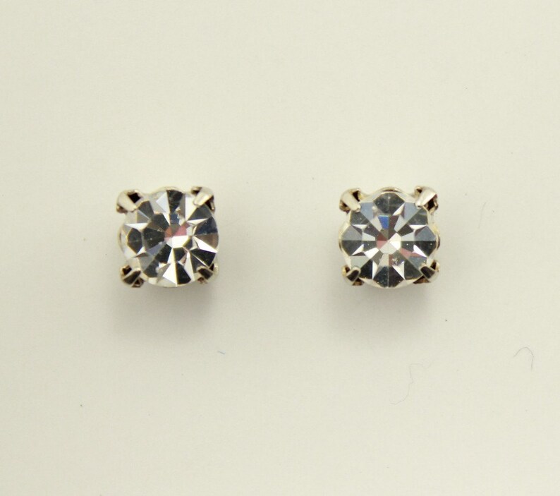 7mm Round Diamond Look Swarovski Crystal Earrings in Etsy
