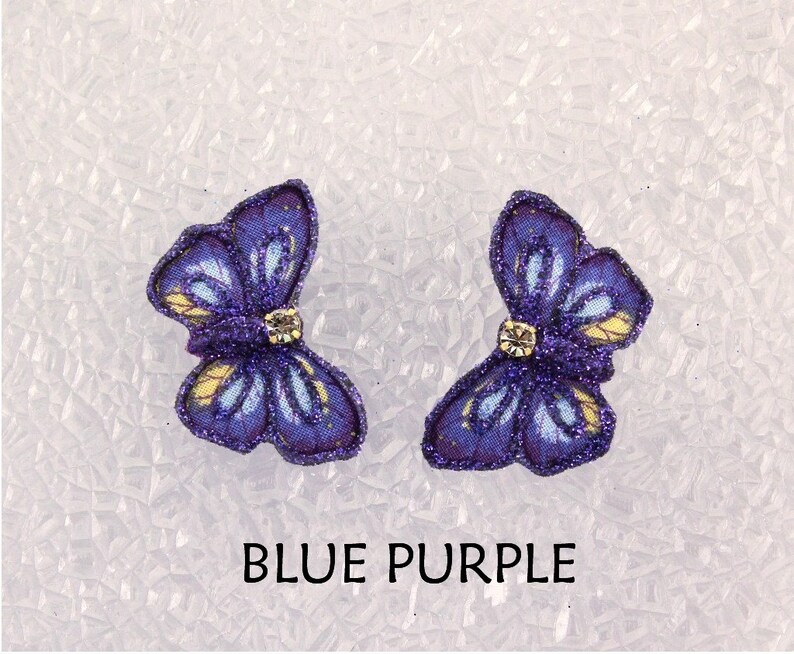 Magnetic Non Pierced or Pierced Fabric Hand Painted Butterfly Earrings