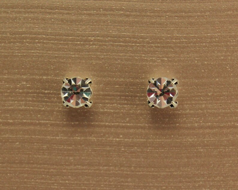 7mm Round Diamond Look Swarovski Crystal Earrings in Etsy