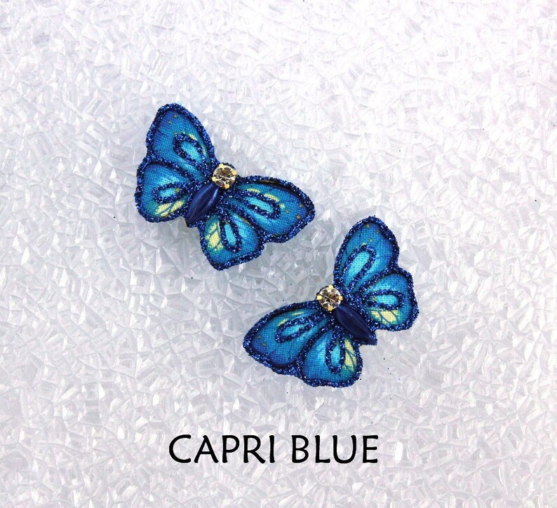 Magnetic Non Pierced or Pierced Fabric Hand Painted Butterfly Earrings