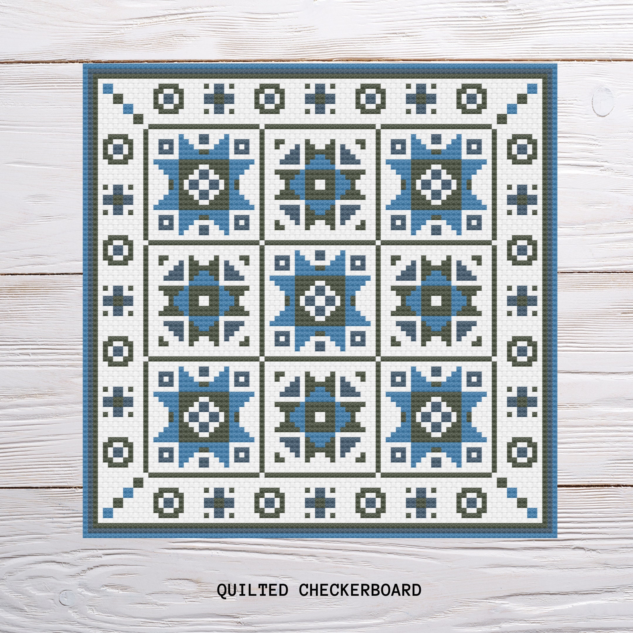 Quilted Tile Quilt Checkerboard Cross Stitch Sampler Pattern Etsy