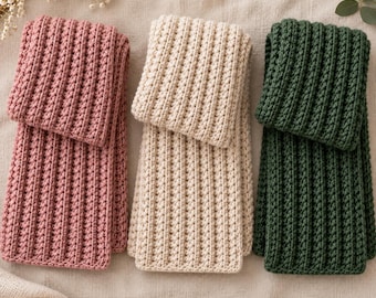 Crochet Ribbed Scarf Pattern PDF | Easy Winter Scarf Tutorial | Beginner Crochet Pattern | Instant Download