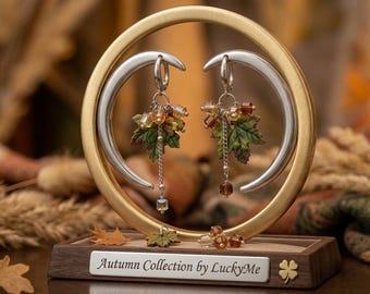 Orecchini a forma di foglie autunnali in argilla polimerica, della collezione autunnale di LuckyMe.