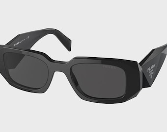 Prada Sonnenbrille, schwarz, klobige rechteckige Sonnenbrille für Damen und Herren, Retro-Brille im geometrischen Quadrat-Design, dicke Y2K-Sonnenbrille, trendiges Geschenk