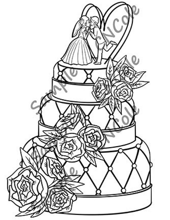 wedding cake printable coloring page instant download jpeg and etsy australia