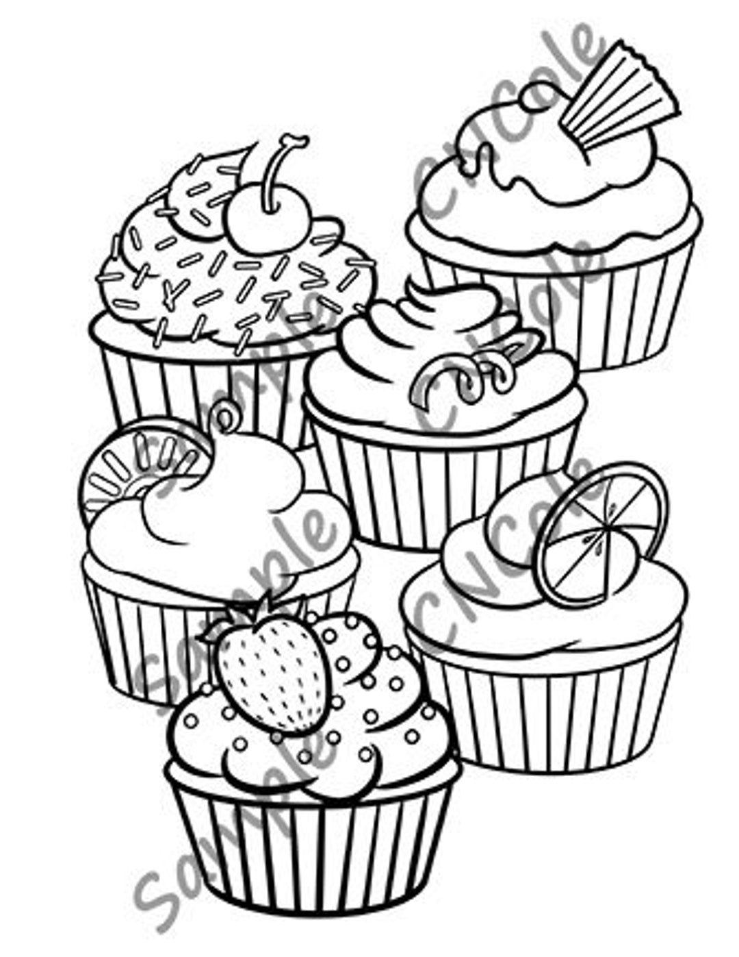 Cupcakes Printable Coloring Page Instant Download JPEG and PDF - Etsy