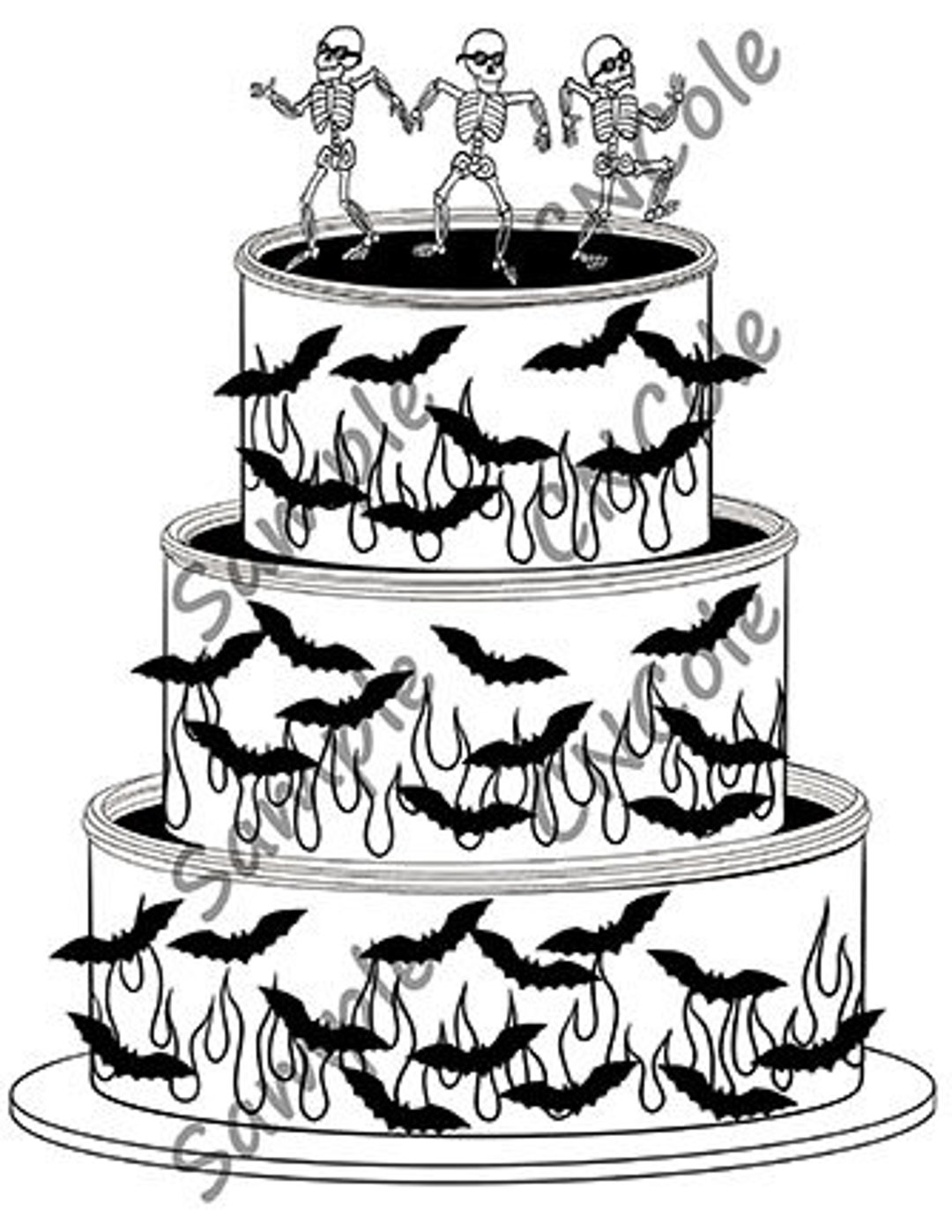 Halloween Tiered Cake Printable Coloring Page Instant Download - Etsy