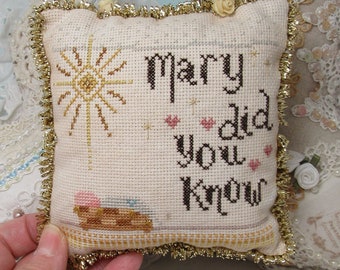 Mary did you know cross stitch pattern - pdf download by KiraLyn's Needlearts