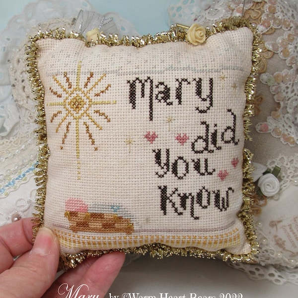 Mary did you know cross stitch pattern - pdf download by KiraLyn's Needlearts