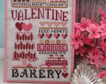 Valentine Bakery cross stitch pattern - pdf download by KiraLyns Needlearts