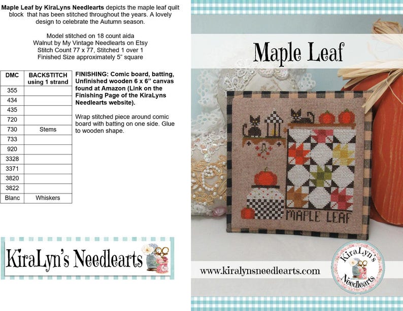 Maple Leaf - Quilt Cross Stitch Pattern - Instant Pdf Download - Autumn ...