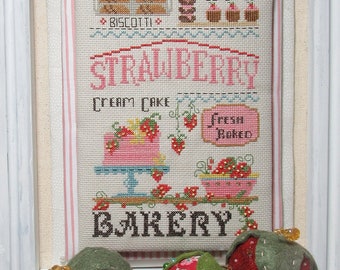 Strawberry Bakery cross stitch pattern - pdf download by KiraLyns Needlearts