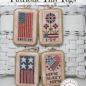 Petites étiquettes patriotiques - Grille point de croix patriotique - Téléchargement pdf par KiraLyns Needlearts
