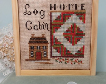 Blokhut - kruissteekpatroon quilt - Instant pdf-download - winter, kerst