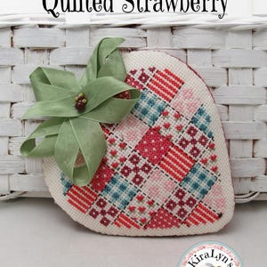 Quilted Strawberry Needlebook - Sewing cross stitch pattern - pdf download by KiraLyn's Needlearts