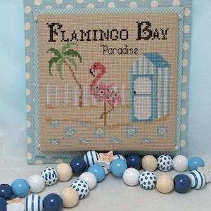 Flamingo Bay - Beach cross stitch pattern - pdf download by KiraLyns Needlearts