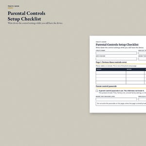 Parental Controls Setup Checklist, Kids Screen Time Settings PDF, Family Link Console