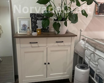 Farmhouse Kitchen Storage Cabinet | 2-Door, 2-Drawer Freestanding Sideboard