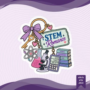 STEM Romance PNG, Science Romance Bookish Design, STEMinist Reader PNG, Academic Romance, BookTok Sticker, Kindle Decal