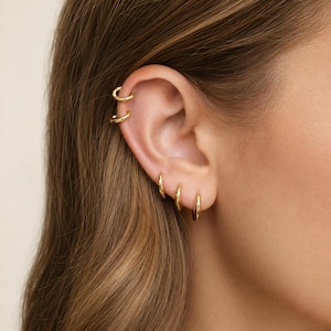 Small Gold Ear Stack Hoops