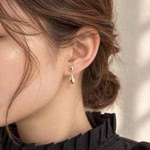 Double Teardrop Earrings, Silver Gold Water Drop Ear Jackets, Minimalist Drop Stud Earrings, Modern Jewelry Gift for Her