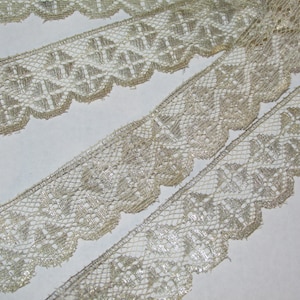 Antique Metallic Trim Silver Lace Art Deco - by the yard BTY