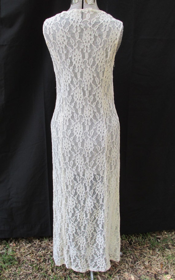 Vintage Ivory Lace Overdress Long Flowing Cloak C… - image 3