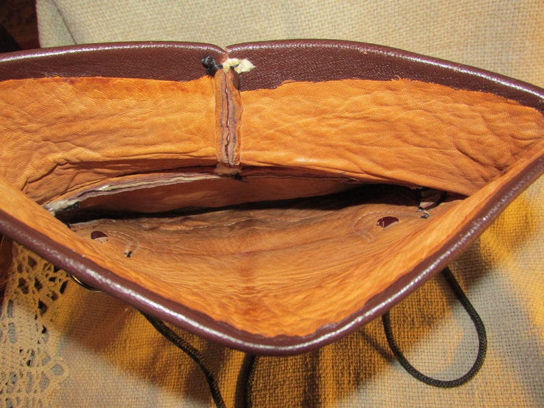 Vintage Moroccan Embroidered Leather Messenger Bag Purse Handbag Morocco