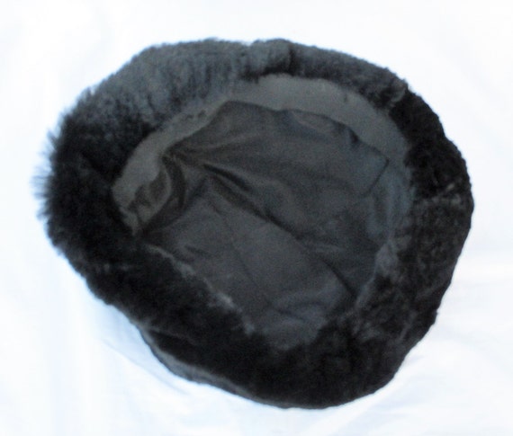 Vintage Sheared Black BEAVER Fur Hat Mod Style 19… - image 4