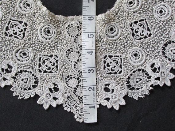 Antique Victorian Edwardian Ivory Lace Collar Net… - image 5