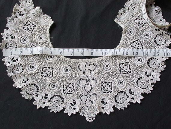 Antique Victorian Edwardian Ivory Lace Collar Net… - image 6