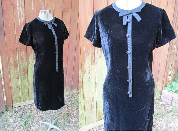 Vintage 1960s Black Velvet Leslie Fay Originals D… - image 1