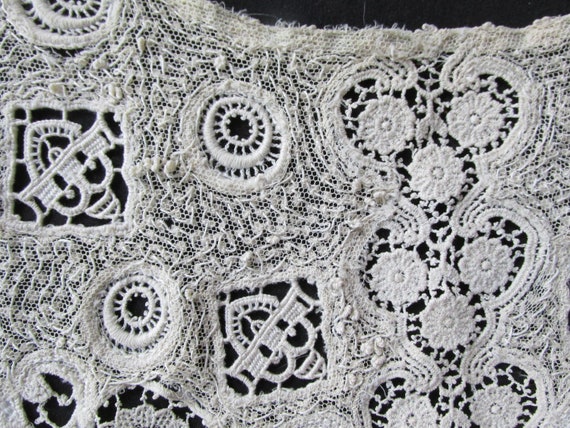 Antique Victorian Edwardian Ivory Lace Collar Net… - image 8