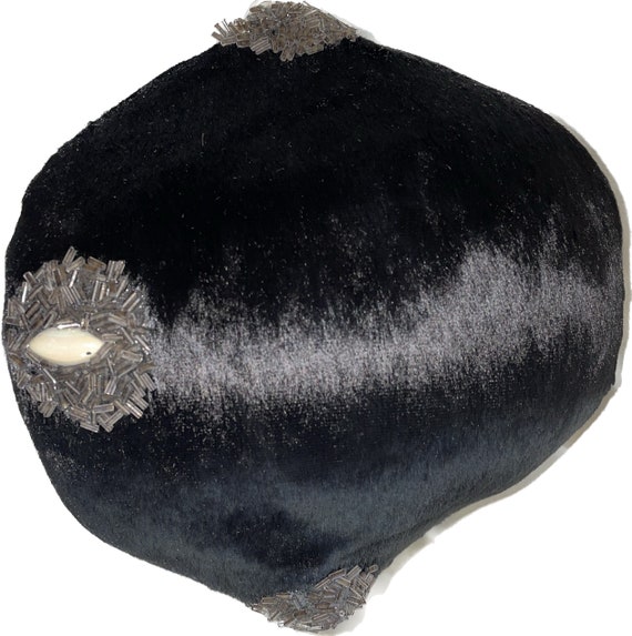 Vintage 1950s Juliet Hat Beaded Capulet Black Bea… - image 4
