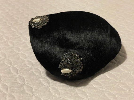 Vintage 1950s Juliet Hat Beaded Capulet Black Bea… - image 8