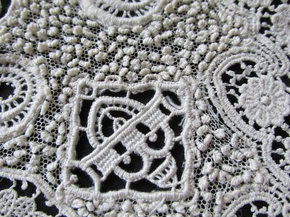 Antique Victorian Edwardian Ivory Lace Collar Net… - image 3