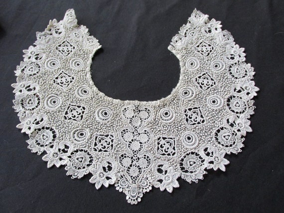 Antique Victorian Edwardian Ivory Lace Collar Net… - image 10