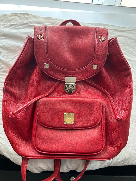 MCM Red pebbled leather backpack - please read des