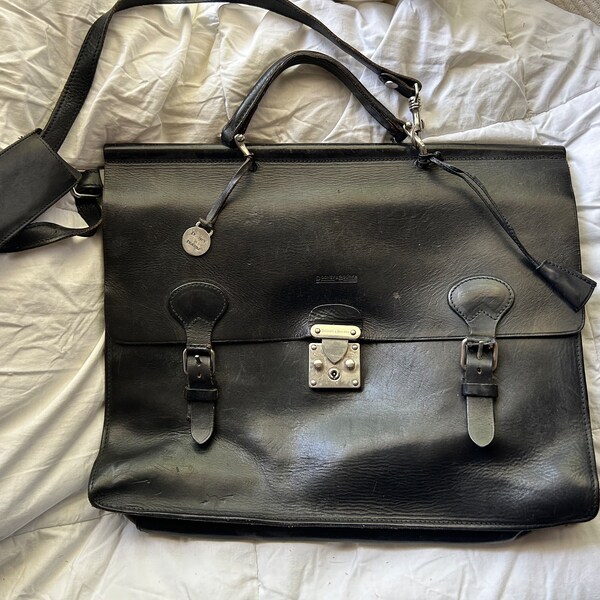 Dooney and Bourke Alto Italian Black leather Briefcase portfolio bag